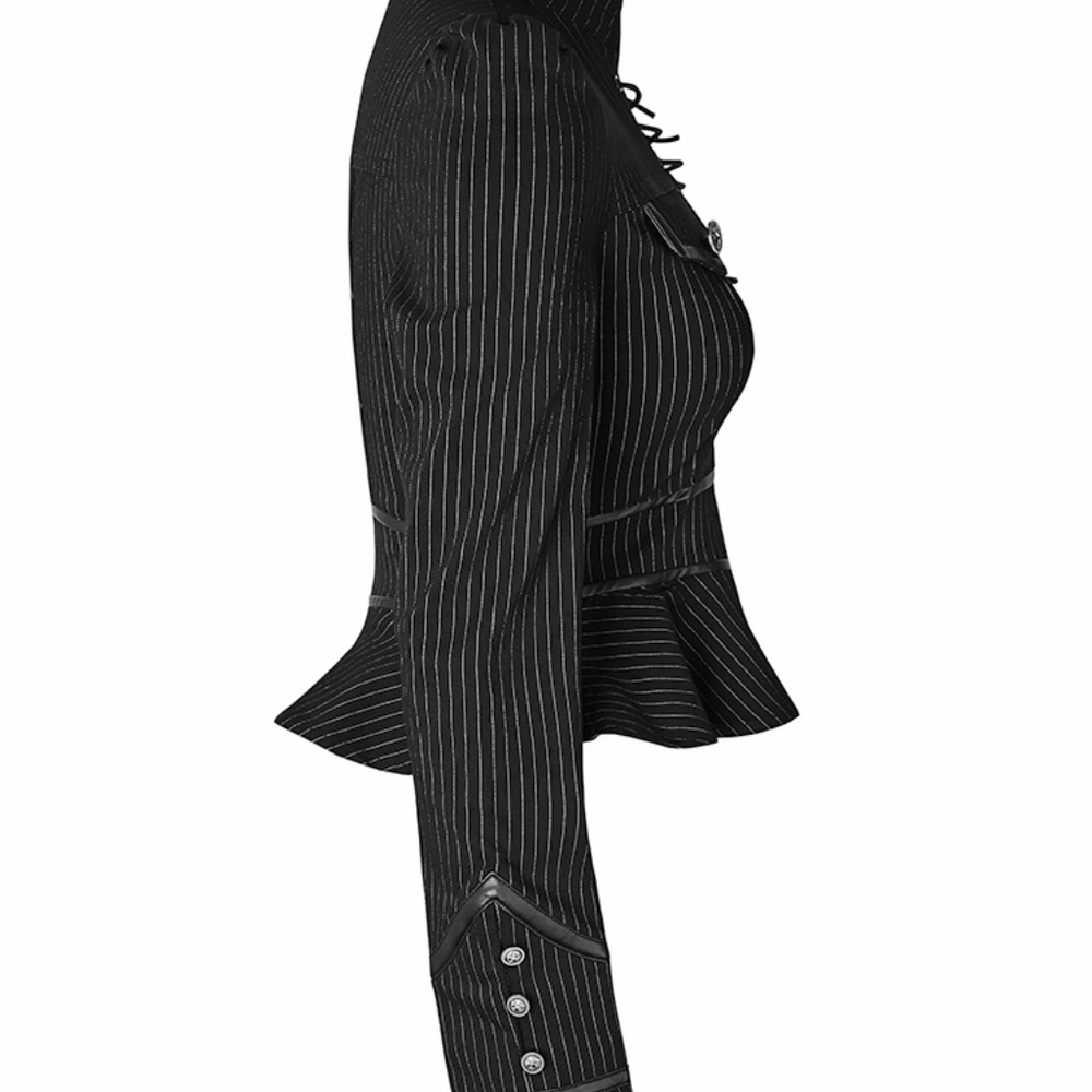 💥JUST IN💥 PunkRave Pinstripe Lace-Up Uniform Top - Picture 2 of 6